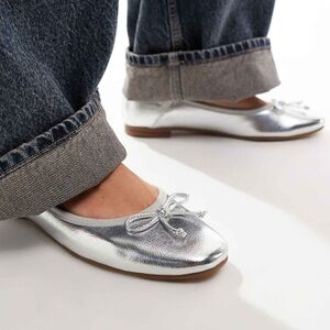 ASOS Wide Fit Ballet Flats in Silver